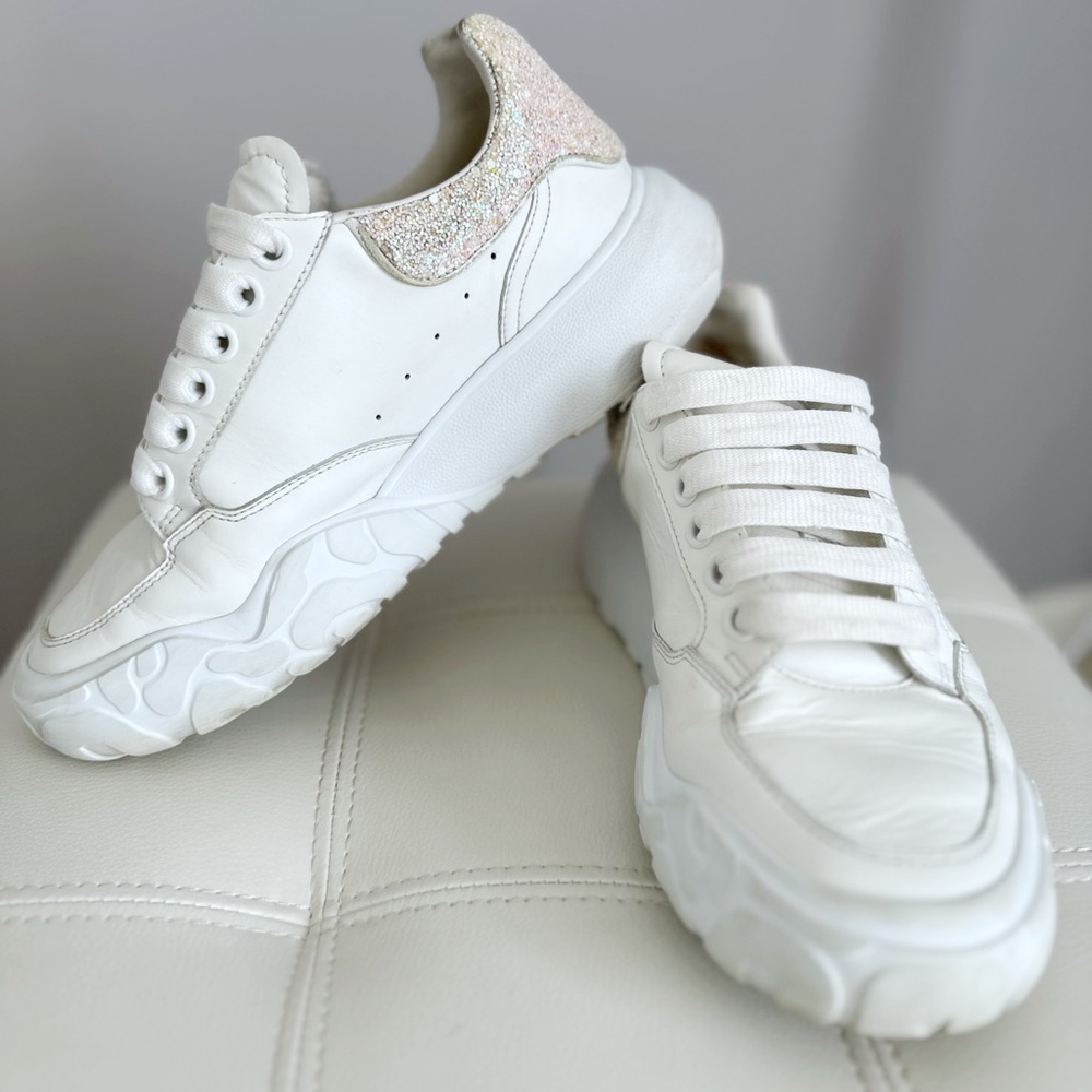Authentic Alexander McQueen glitter heel sneakers